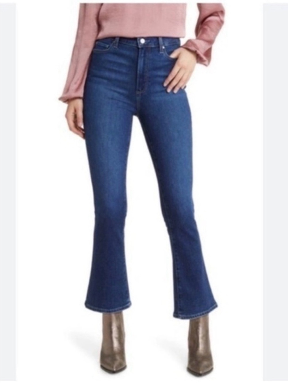 Paige Claudine High Rise Crop Ankle Flare Jean Beach Break Women 27 x 26 Stretch